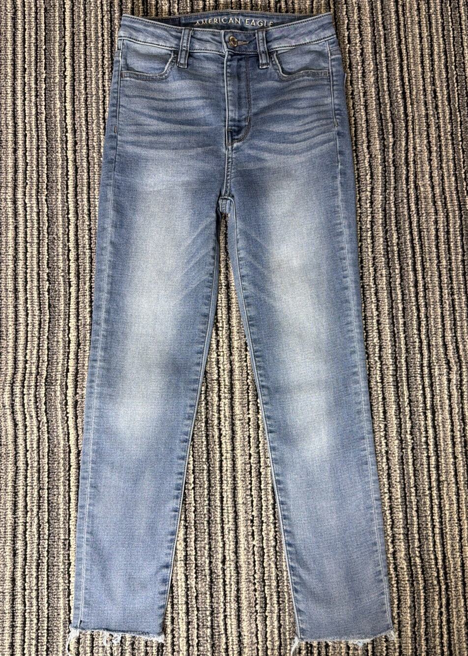 Womens American Eagle Super Stretch Hi-Rise Jeggings Size 00 R 24x24 Blue Jeans